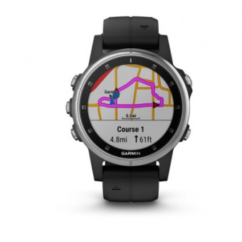 Часы Garmin Fenix 5S Plus, Glass, Silverw/BlackBnd